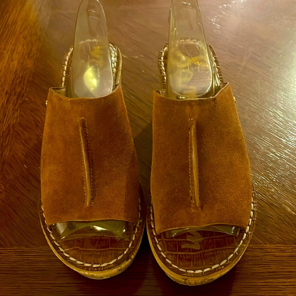 Sam Edelman 'Ranger' Wedge Sandals Chestnut Brown Suede